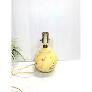 Vintage Lt Yellow Lamp Glass Boudoir Vanity, Rose Swirl, Reverse Paint